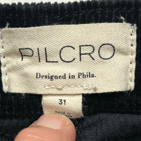 Anthropolgie Pilcro black front & back patch pockets corduroy wide leg pants 31 - Picture 5 of 8